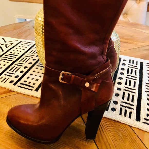 Ralph Lauren Brown/Burgundy Heeled Riding Boots - Picture 4 of 9